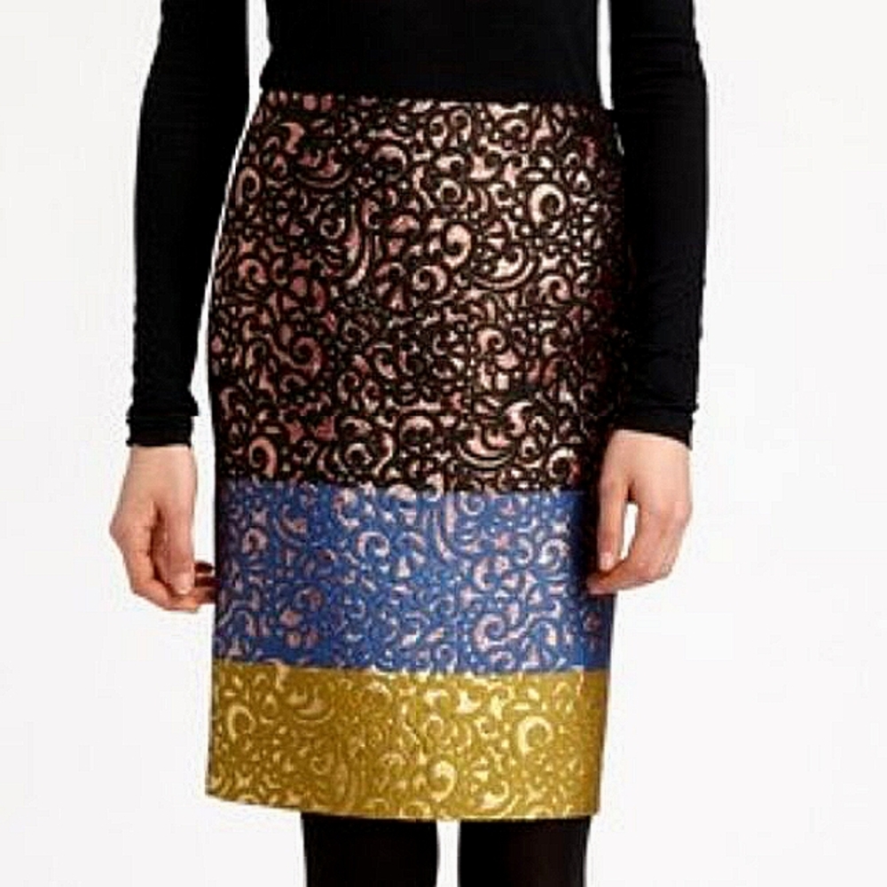 Derek Lam Striped Metallic Brocade Pencil Skirt- Sz. 4